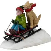 Lemax Caddington Village Kerstdorpminiatuur Doggone Downhill Sledding (sleëen Met Hond) 3,5 X 6,5 X 5,1 Cm