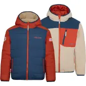 TROLLKIDS Winterjas 'Sandivka' beige / navy / roestrood / knalrood