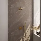 Brauer Thermostatische Inbouwdoucheset Carving Met Ronde Afdekplaat Goud Alle Opties)