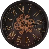 Dutch Style - Klok - Wandklok Buffalo 40 cm - Zwart - Rond - Metaal - 40x40x7 - Iron+glass