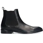 Manfield Zwarte leren chelsea boots | Maat 46