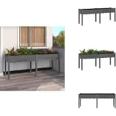 vidaXL Plantenbak met voering 203x53x76 cm massief vurenhout grijs