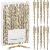 Springos Kersthanger | Kerstboomhanger | Kerstversiering | Ijsspegel | Goud | 10 Stuks | 12 cm