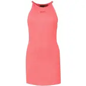 Superdry Dames Roze geborduurde geribde jurk met olympische rug (XL), Casual, Mouwloos / spaghettibandjes, Biologisch katoe W8011595A
