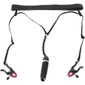 Bad Kitty - Vibrerende tepelklem en slip - zwart - S-L