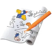 Haku Yoka: KLEURROL KIT / DINO WERELD 30x300cm, inclusief 12 waskrijtjes in spiraalvorm, afscheurbaar en zelfklevend, bevat 10% bijenwas, in doos 6,5x6,5x35cm, 3+