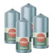 Bolsius - Gladde Stompkaarsen Blauw - 12cm - 4 stuks - Metallic