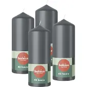 Bolsius - Gladde Stompkaarsen - 15cm - 4 stuks - Antraciet