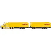 Siku 1806, Freightliner DHL Road Train, trekker met oplegger en aanhanger, 1:87, metaal/kunststof, geel, afneembare aanhanger