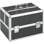 vidaXL Make-up koffer 22x30x21 cm aluminium zwart