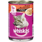 Whiskas 5 stuks! Kattenvoer Blik Saus met Rund 400 g