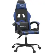 vidaXL Gamestoel draaibaar kunstleer zwart en blauw