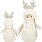 Springos Kerstkabouter - Kerstdame - Kerstversiering - Witte Rendierkabouter - 25 cm
