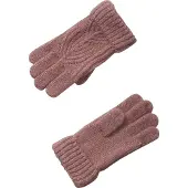 Vertbaudet Set van muts + snood + wanten in kabelbreiwerk roze