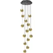 Highlight Hanglamp Melina zwart met amber glas 14-lichts