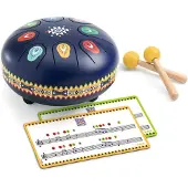 Djeco - Eteryche Tongen Drum - Stalen Instrument - 8 Tongen - Inclusief Stokken en Kaarten