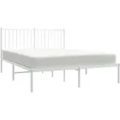 vidaXL Bedframe met hoofdeinde Metaal Wit 140x200 cm