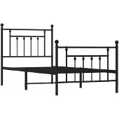 vidaXL Bedframe met hoofdeinde en voeteneinde, metaal, zwart, 90x200 cm