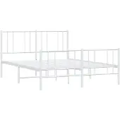 vidaXL Bedframe met hoofd- en voeteneinde metaal wit 140x190 cm