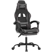 vidaXL Gaming stoel met voetsteun, draaibaar, zwart en grijs, kunstleer