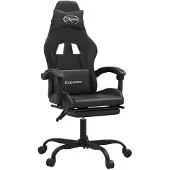 vidaXL Gaming stoel met voetsteun, draaibaar, zwart, kunstleer