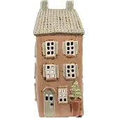 Clayre & Eef Waxinelichthouder Huis 12x9x28 cm Bruin Beige Keramiek Theelichthouder Bruin Theelichthouder