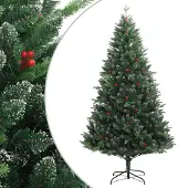 vidaXL Kunstkerstboom met scharnieren en rode bessen 120 cm