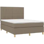 vidaXL Boxspring met matras en LED stof taupe 140x190 cm