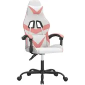 vidaXL Gamingstoel, wit en roze, kunstleer