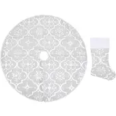 vidaXL Kerstboomrok luxe met sok 122 cm stof wit
