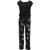 LASCANA Jumpsuit 'LS Overall black-flower' rosa / zwart