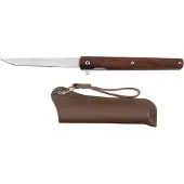 Fox Outdoor bushcraft klapmes met houten handvat, 21cm, leren schede