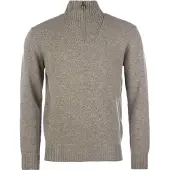 Barbour trui beige effen merinowol opstaande kraag