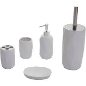 MCW 5-delige badkamerset -H88, WC-set badkameraccessoires, keramiek ~ wit