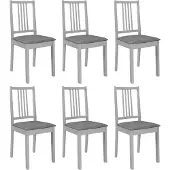 vidaXL Eetkamerstoelen met kussens 6 st massief hout grijs