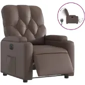 vidaXL Fauteuil verstelbaar elektrisch kunstleer bruin
