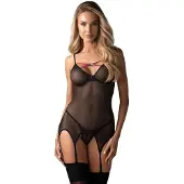 Obsessive Novenes Korset & String Zwart XL/2XL