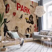 Karo-art 200cm X 140cm - Fotobehang - [Banksy] Range of Variety