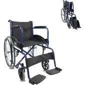 Mobiclinic Alcazaba - Rolstoel - Opvouwbare rolstoel - Afneembare rugleuning en voetensteun - Staal - Grote wielen - 46 cm - Blauw