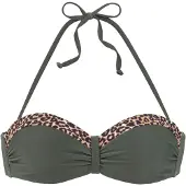 LASCANA Bikinitop beige / goud / donkergroen / zwart
