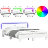 vidaXL Bedframe met hoofdeinde en LED wit 140x200 cm
