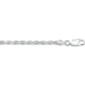 The Jewelry Collection Armband Koord Gediamanteerd 2,2 mm - Zilver