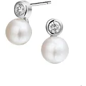 The Jewelry Collection Zilver Gerhodineerde Oorknoppen parel en zirkonia 1319653