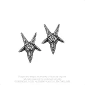 Alchemy Gothic - Gothic Oorstekerset - Baphomet Studs - voor Vrouwen - zilverkleurig - Maat Standard