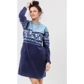 Key Warm Dames Nachthemd Fleece Blauw LHD 893 40 / L