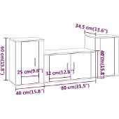 vidaXL 3-delige Tv-meubelset bewerkt hout betongrijs
