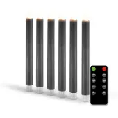 FlinQ Led kaars 2 x 25 cm | Antraciet | Bewegende vlam | 6 stuks