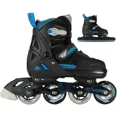 Nijdam Speed Combi Ice Skates Junior (verstelbaar) Zwart - Blauw - Grijs 29-32