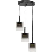 Highlight 3 Lichts Hanglamp Salerno Zwart Met Smoke Glas