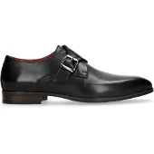 Manfield leren gespschoenen zwart male | Maat: 43
